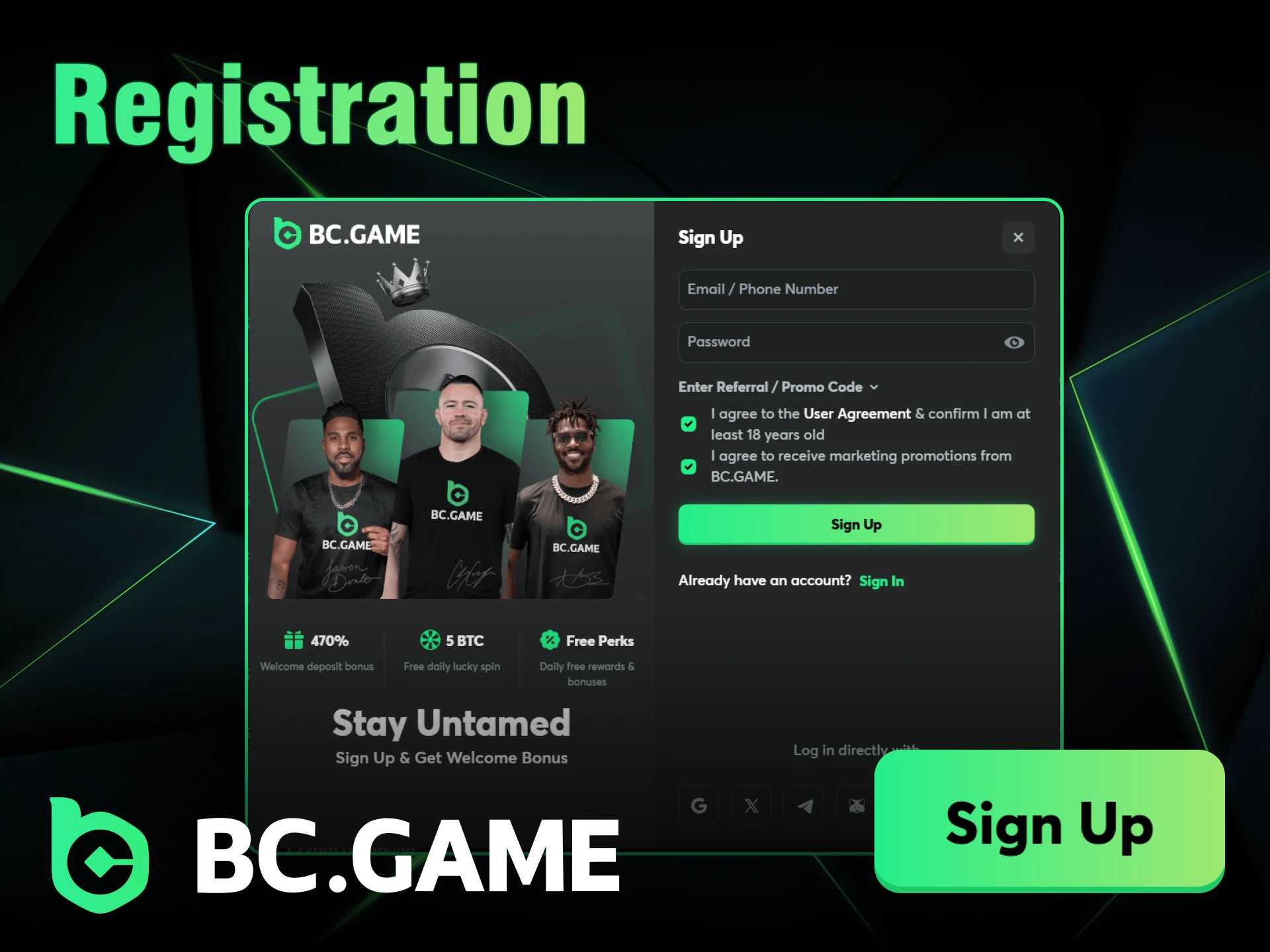 Register on BC Game and start placing bets.