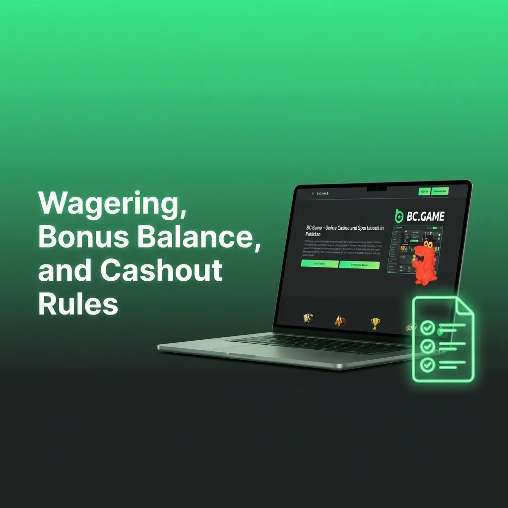 Split screen showing cash and bonus balances with wagering multiplier arrows converting bonus funds to withdrawable cash